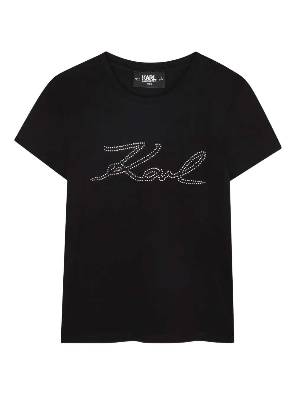 Karl Lagerfeld Kids T-shirt met logo studs Zwart