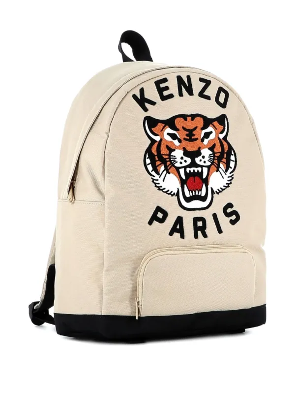 Kenzo Kids Zaino Con Ricamo Tiger Toni Neutri FARFETCH IT