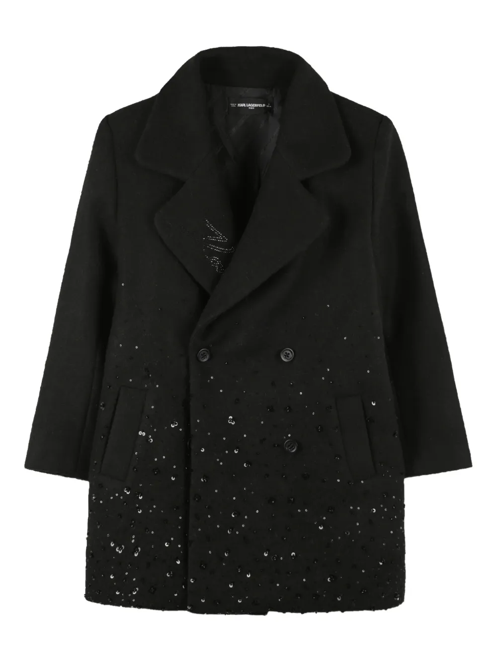 Karl Lagerfeld Kids Jas met dubbele rij knopen en pailletten Zwart