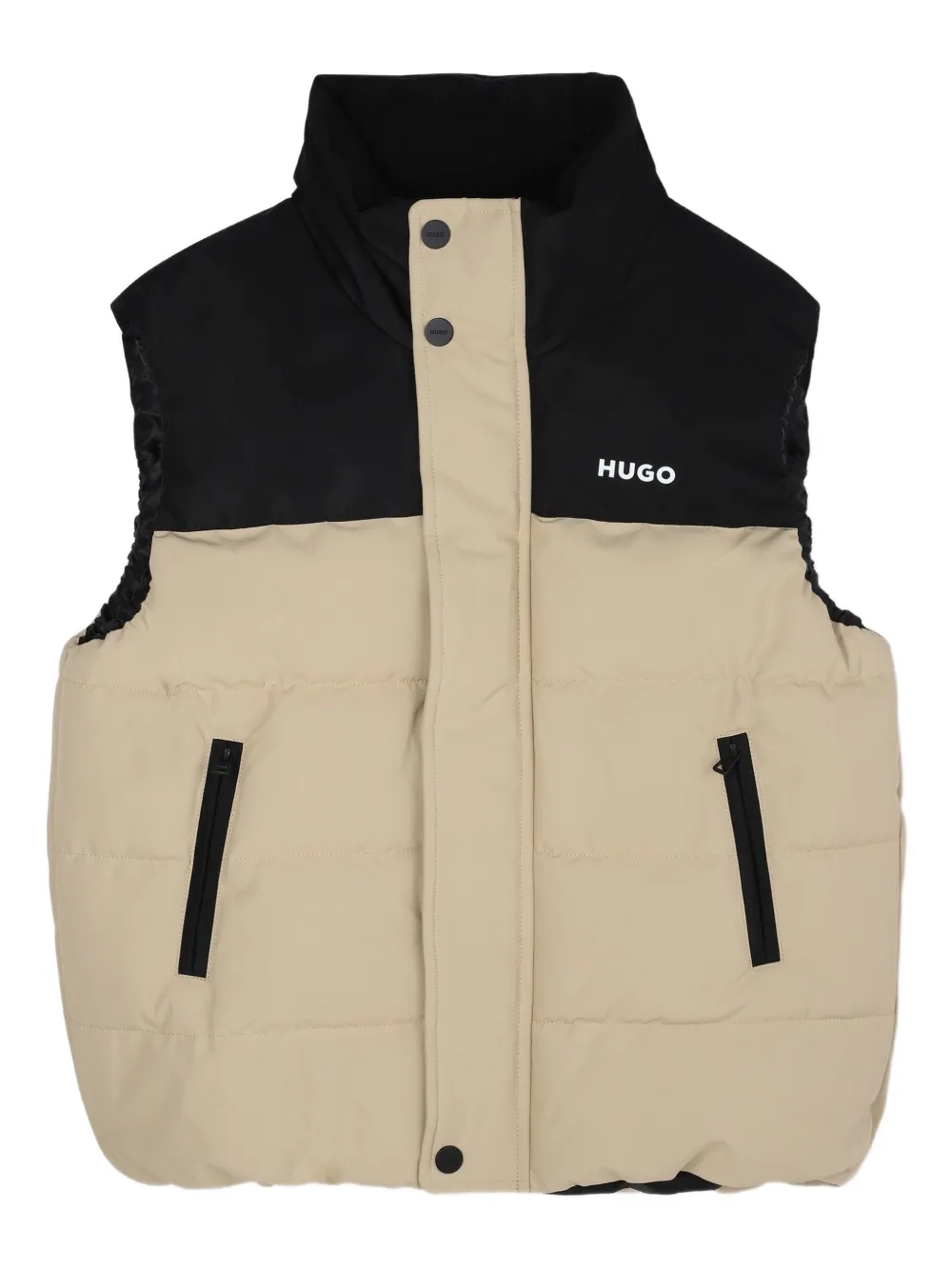 HUGO KIDS Gewatteerde bodywarmer met colourblocking Beige