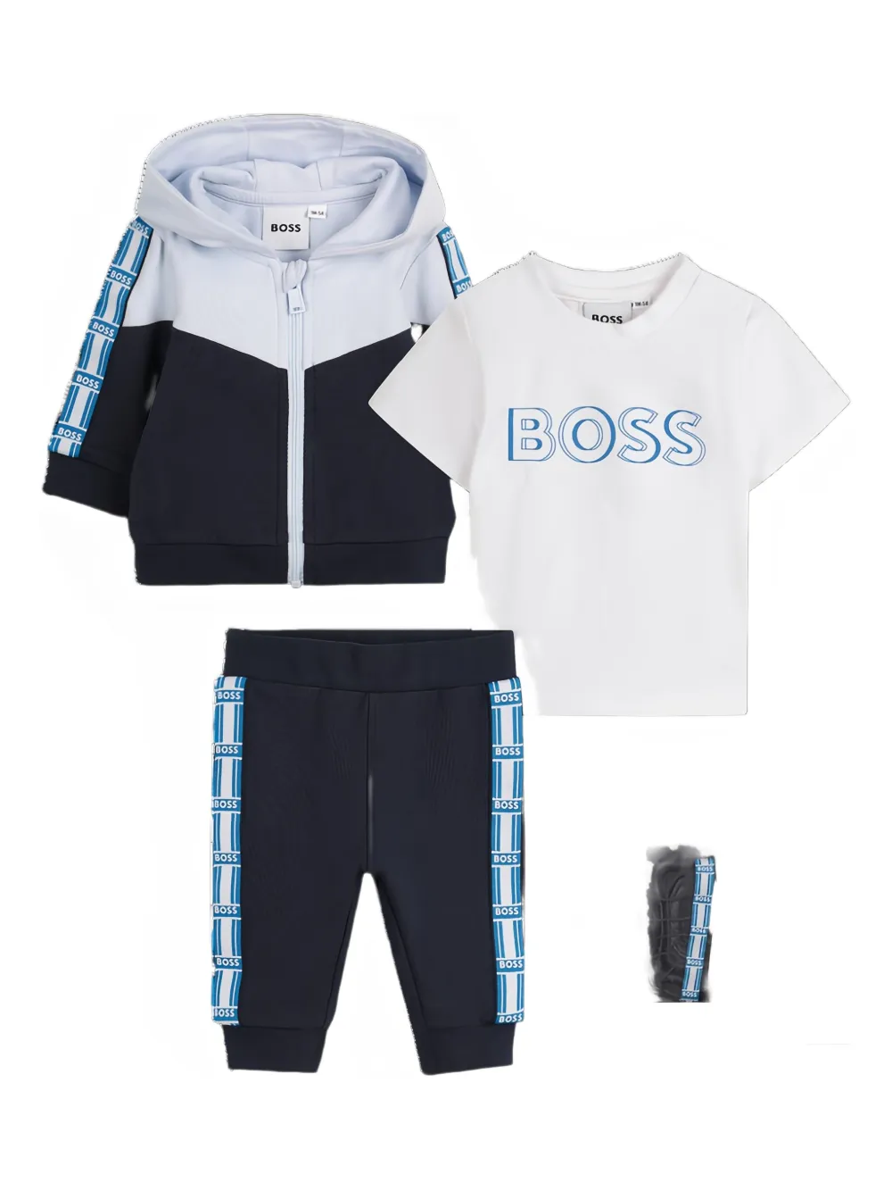 Bosswear Hooded Logo-detail Tracksuit (set Of Three) In Blue