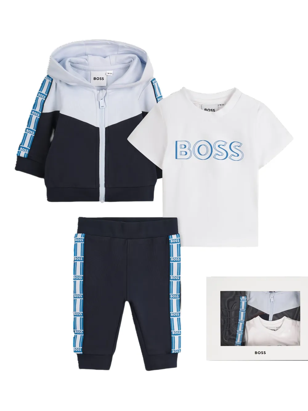 BOSS Kidswear hooded logo-detail tracksuit (set of three) | Blue | Image 1