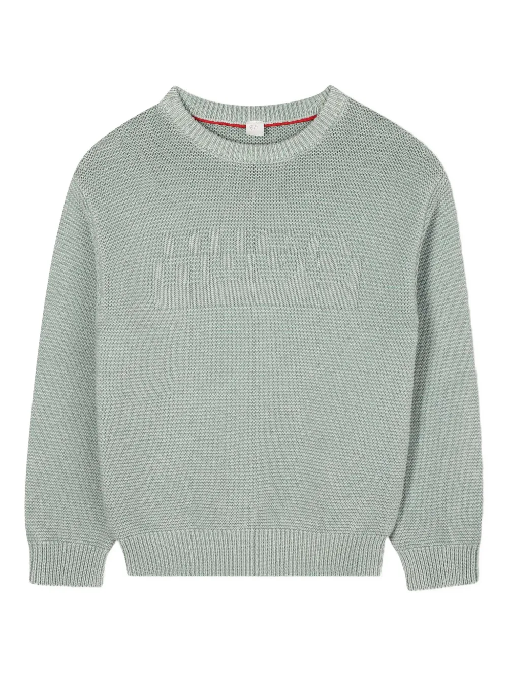 Hugo Boss Kids' Textured Logo Knit Sweater In Green