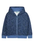 Kenzo Kids plaid-pattern zip-up hoodie - Blue
