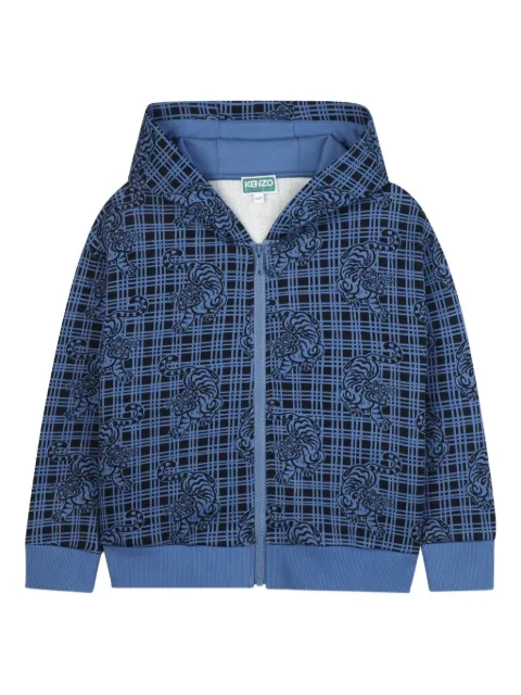 Kenzo Kids هودي بسحاب ونقش كاروهات مضفرة