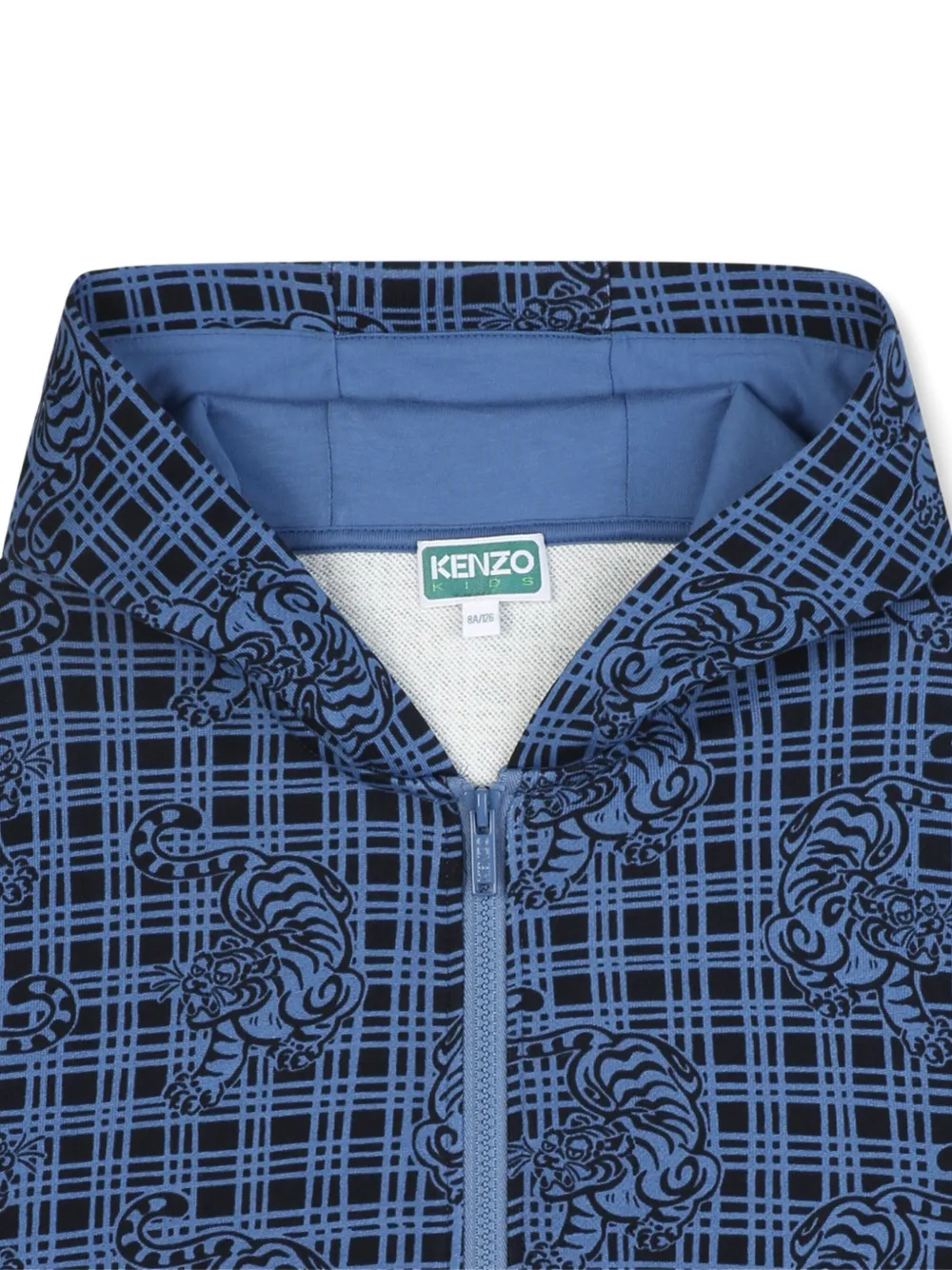 Kenzo Kids Geruite hoodie met rits Blauw