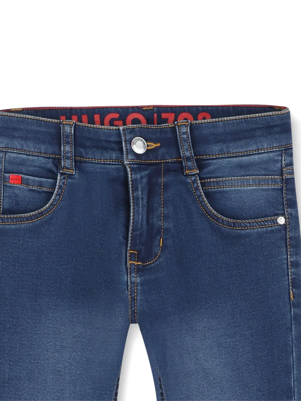 HUGO KIDS Jeans met logopatch Blauw