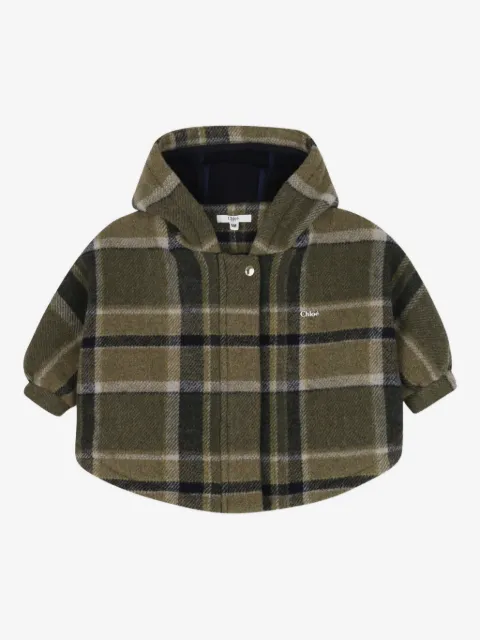 Chloé Kids checked hooded coat