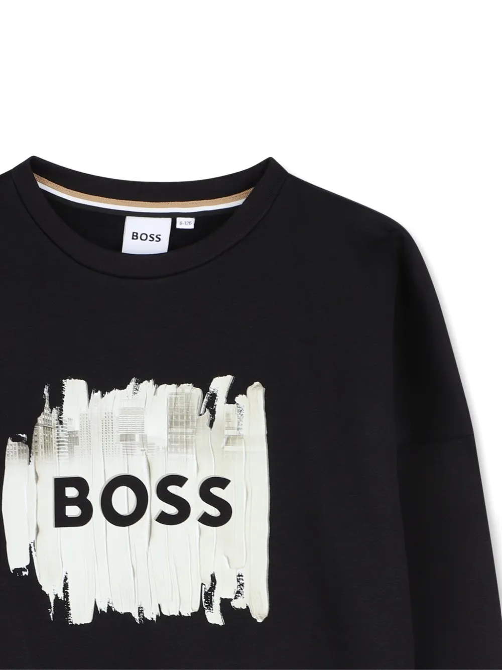 BOSS Kidswear Sweater met logoprint Zwart