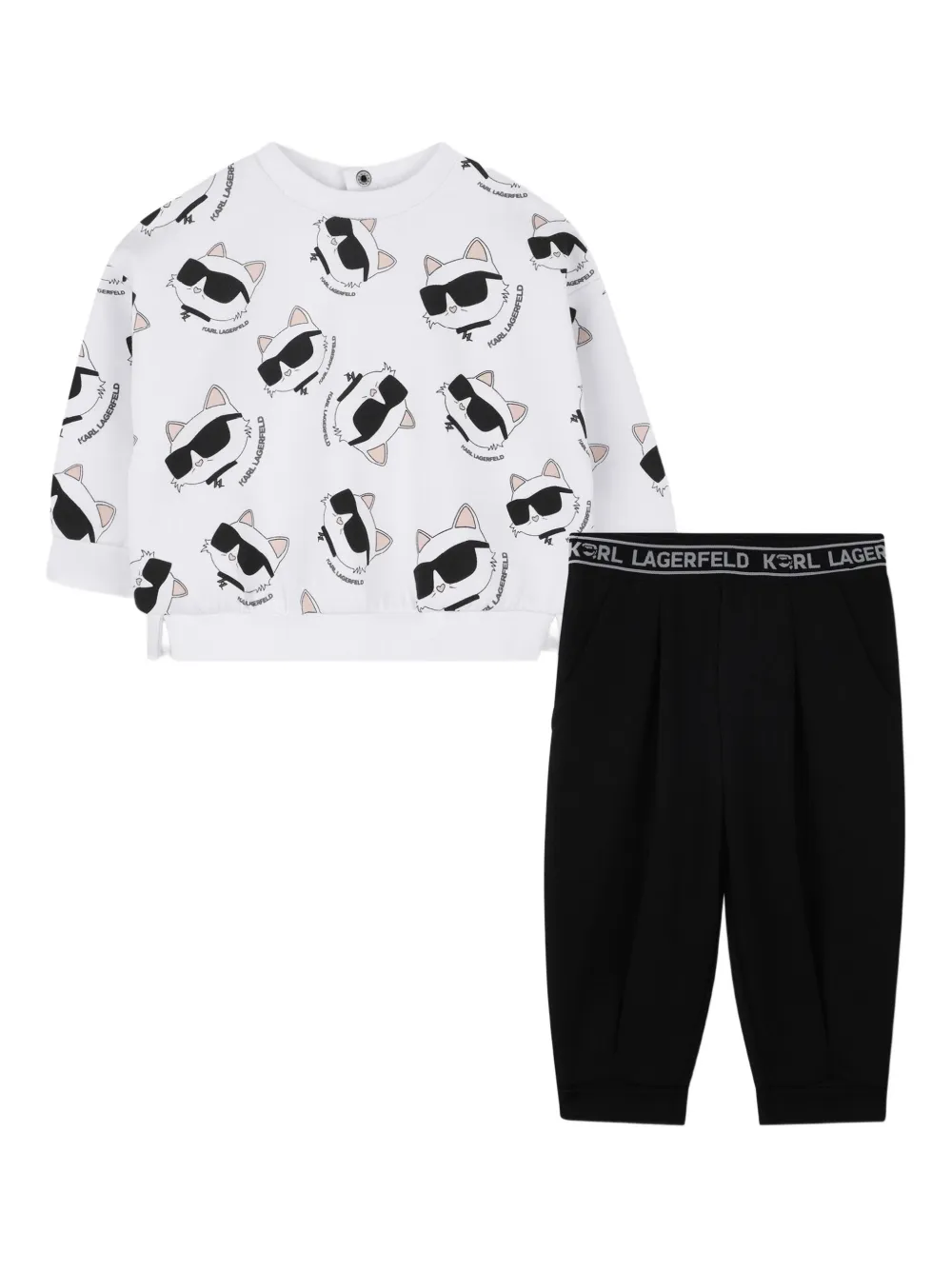 Karl Lagerfeld Kids Trainingspak met kattenprint Zwart