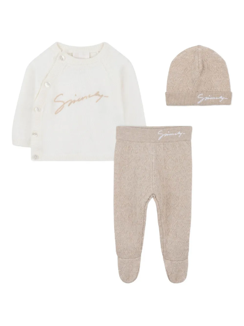 Givenchy Kids Driedelige set met geborduurd logo Wit
