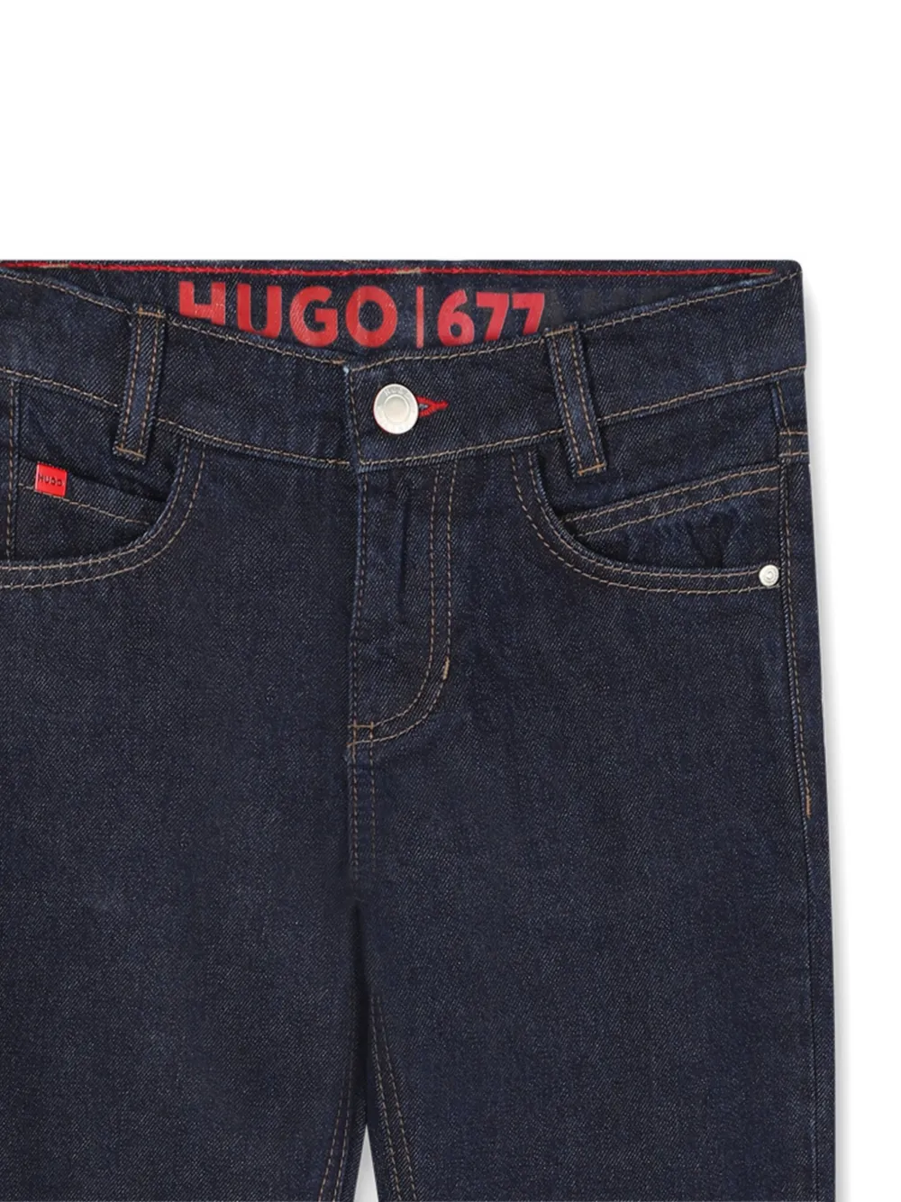 HUGO KIDS Jeans met logopatch Blauw