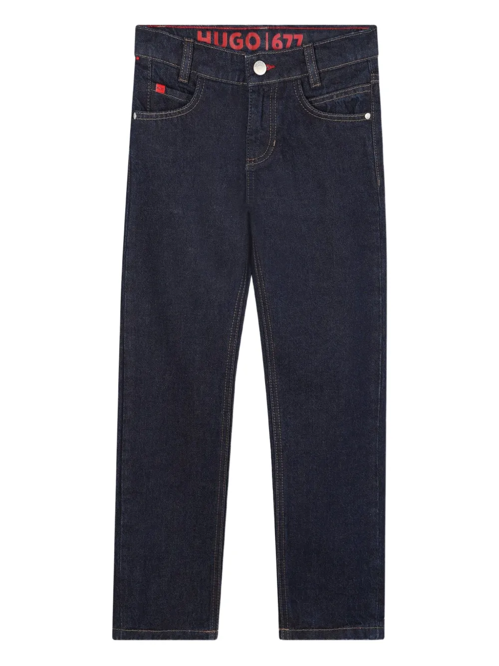 HUGO KIDS Jeans met logopatch Blauw