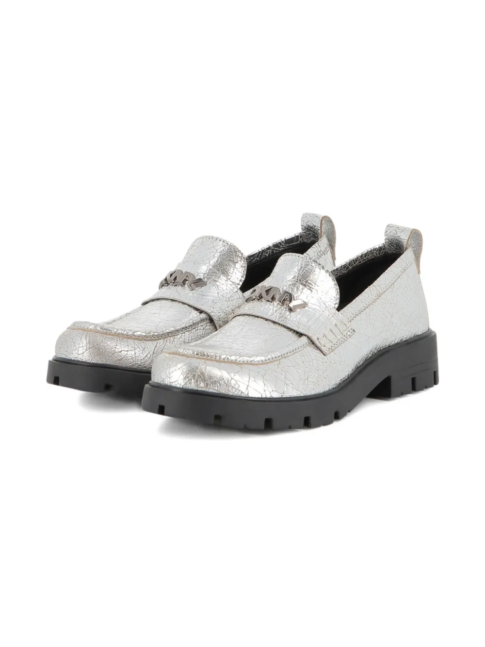 Dkny Kids metallic-effect loafers Silver