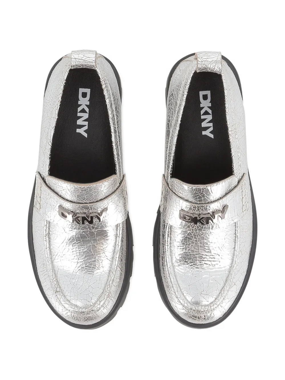 Dkny Kids metallic-effect loafers Silver