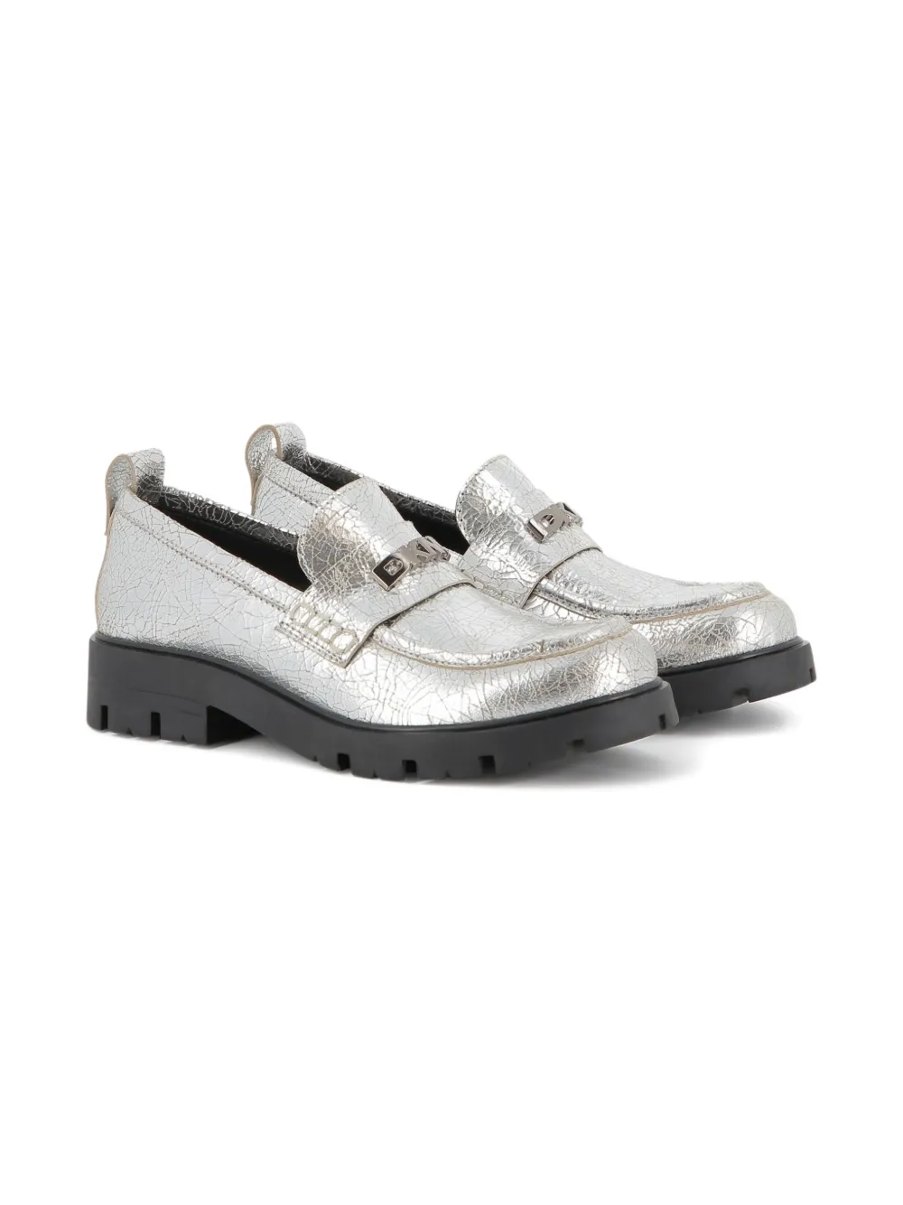 Dkny Kids metallic-effect loafers Silver
