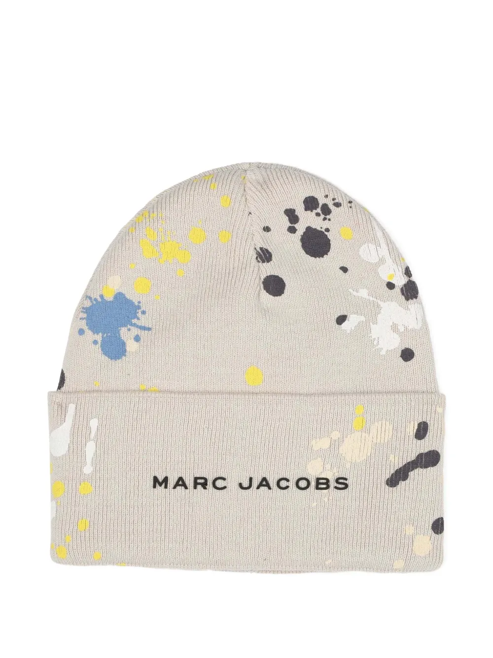 Marc Jacobs Paint-splatter Knitted Beanie Hat In Brown