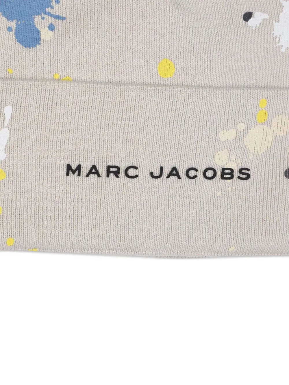 Marc Jacobs Paint-splatter Knitted Beanie Hat In Brown