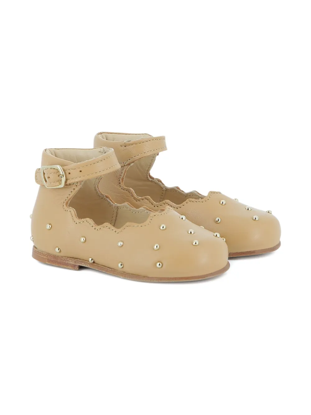 Chloé Kids studded scalloped ballet flats Yellow