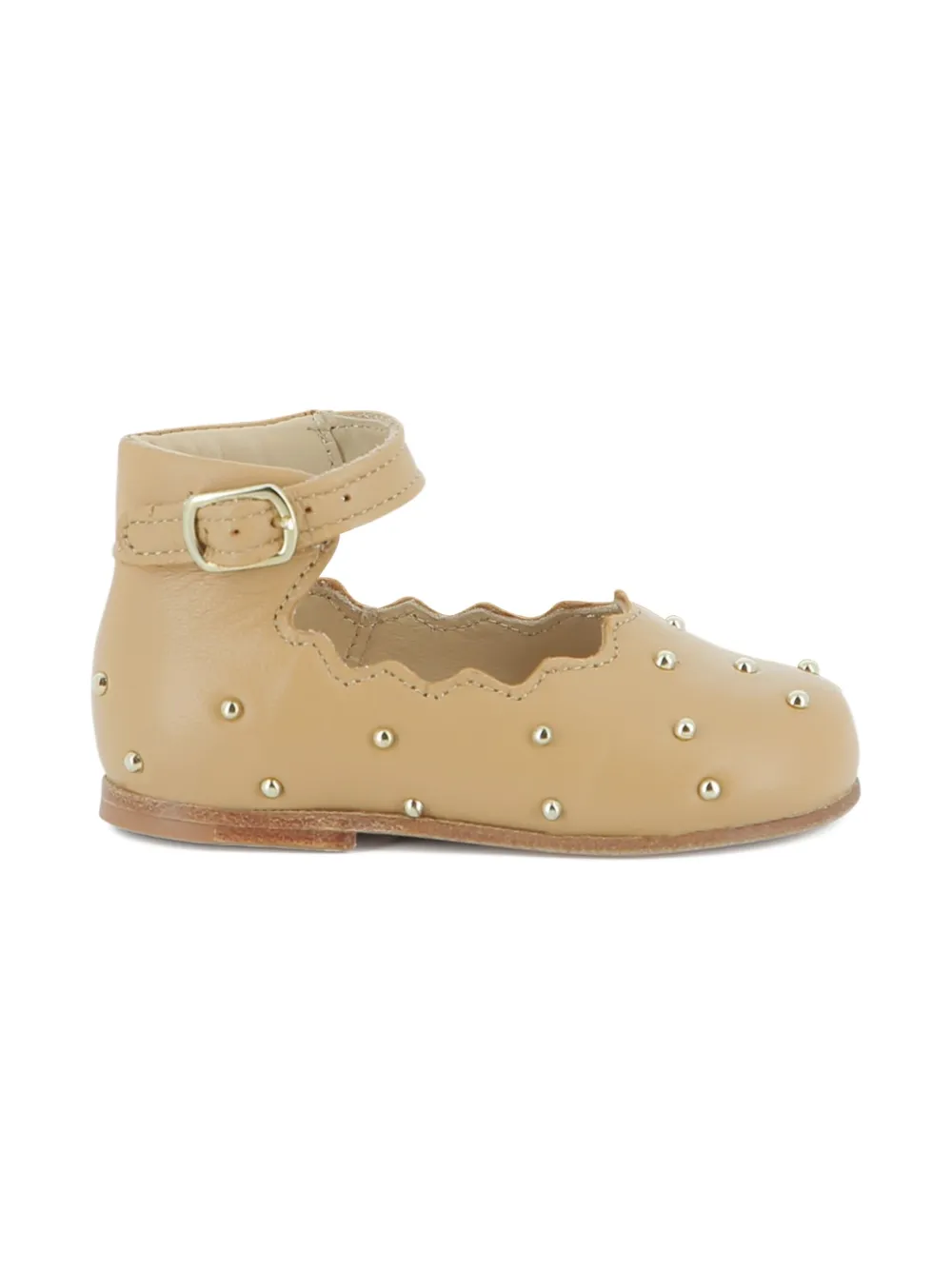 Chloé Kids studded scalloped ballet flats Yellow