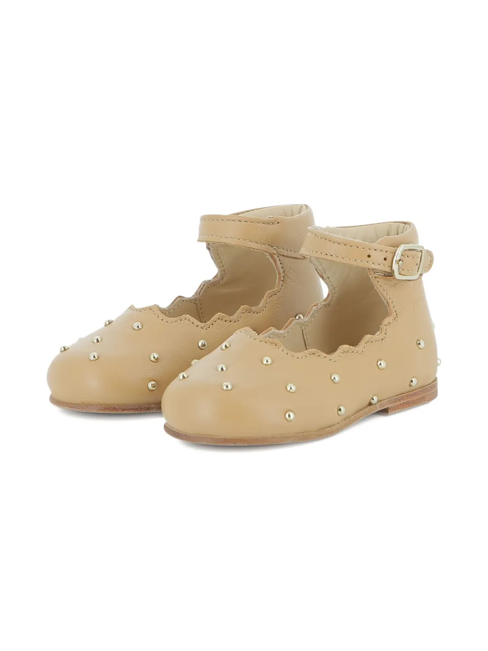 Chloé Kids studded scalloped ballet flats Yellow