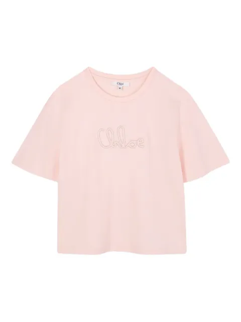 Chloé Kids logo-embroidered T-shirt