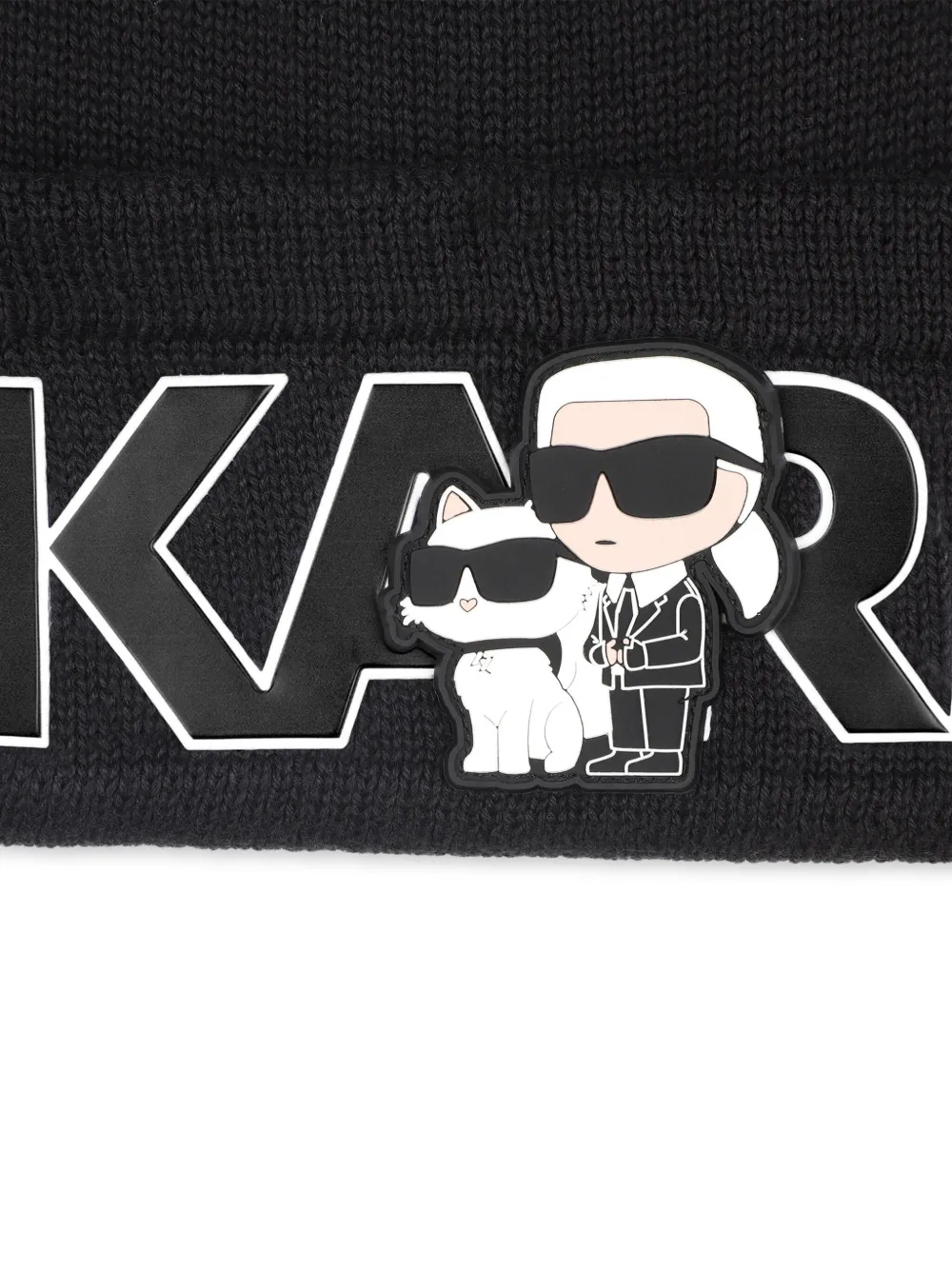Karl Lagerfeld Kids Muts met dierenoren en logo-applicatie Zwart