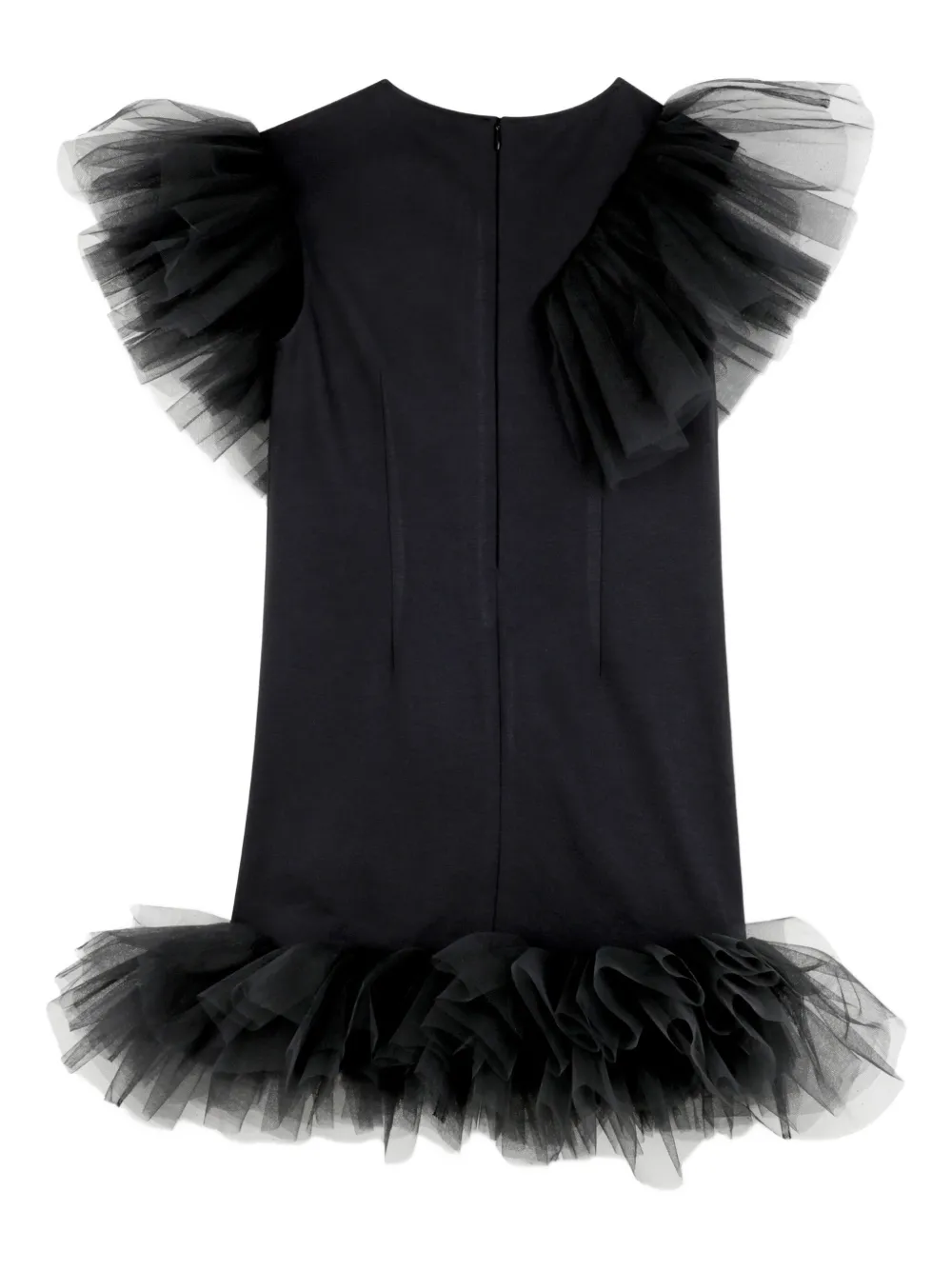 Karl Lagerfeld Kids Jurk met ruches en tulen afwerking Zwart