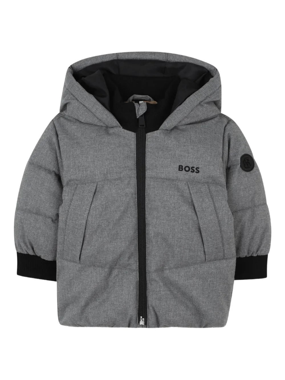 BOSS Kidswear Gewatteerd jack met capuchon Grijs