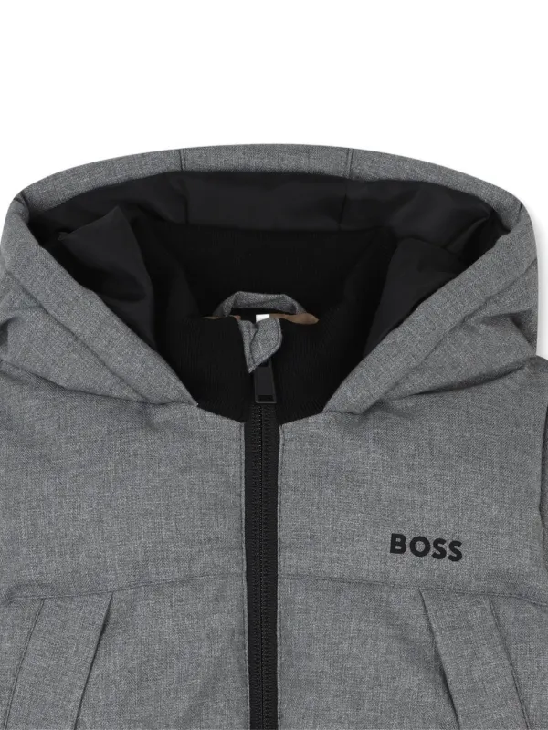 BOSS Kidswear フーデッド パデッドジャケット | グレー | FARFETCH JP