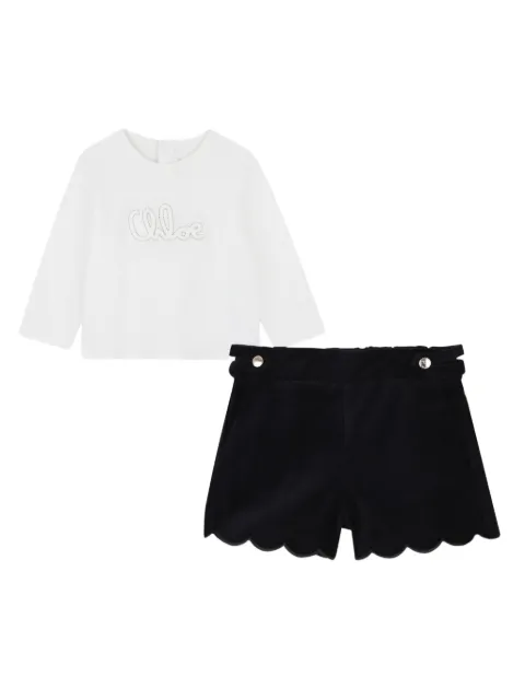 Chloé Kids scalloped-hem shorts set