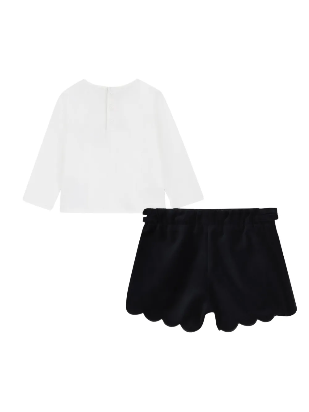 Chloé Kids Top en shorts met gewelfde afwerking Zwart