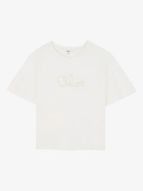 Chloé Kids logo-embroidered T-shirt