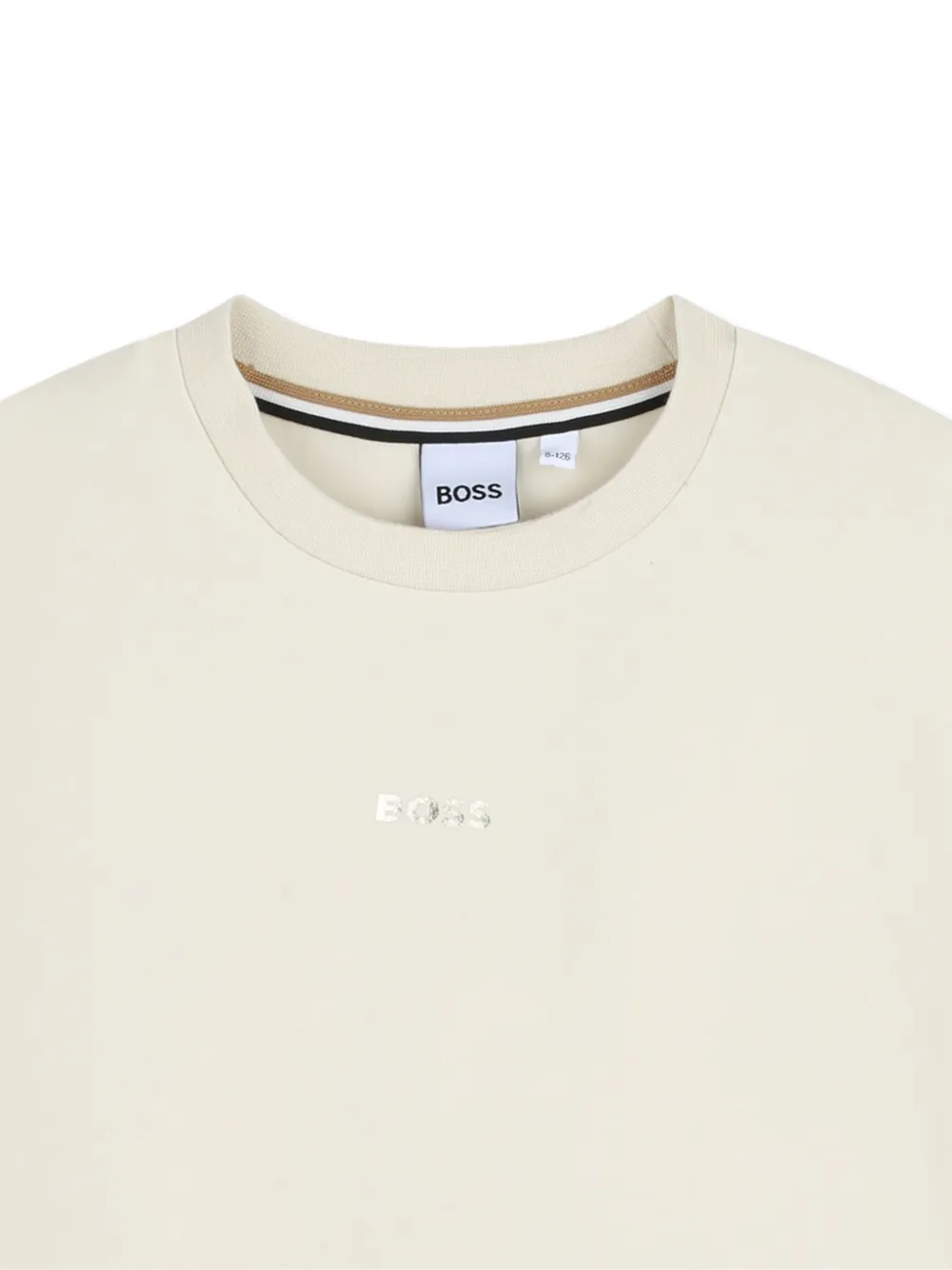 BOSS Kidswear T-shirt met logo-reliëf Beige