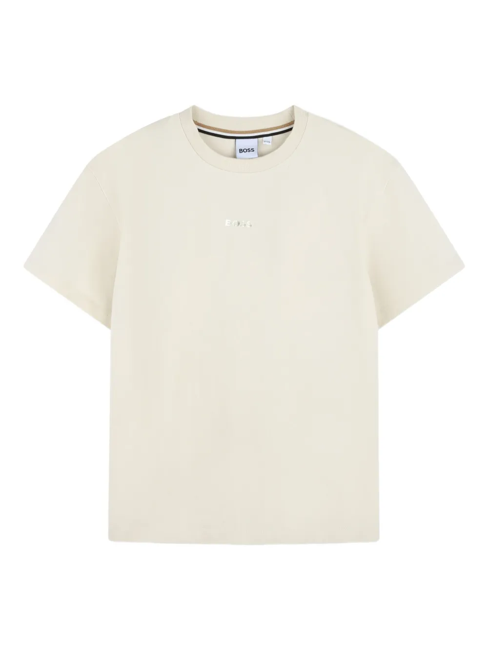 BOSS Kidswear T-shirt met logo-reliëf Beige
