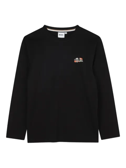 BOSS Kidswear embroidered-logo long-sleeve T-shirt