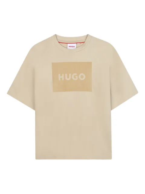 HUGO KIDS ribbed logo-patch T-shirt