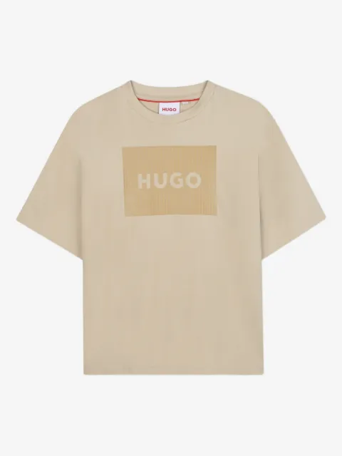 HUGO KIDS ribbed logo-patch T-shirt