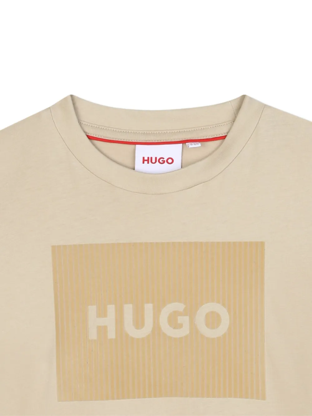 HUGO KIDS Geribbeld T-shirt met logopatch Beige