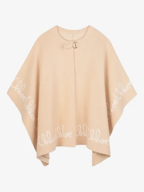 Chloé Kids logo-embroidered poncho