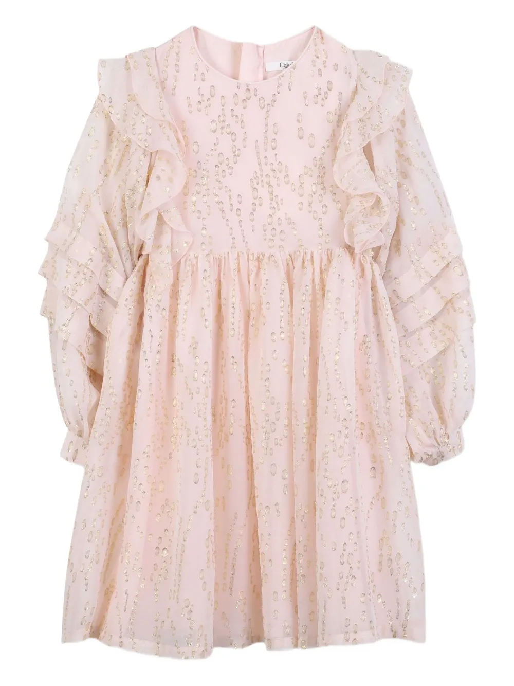 Chloé Kids Jurk verfraaid met pailletten en ruches Roze