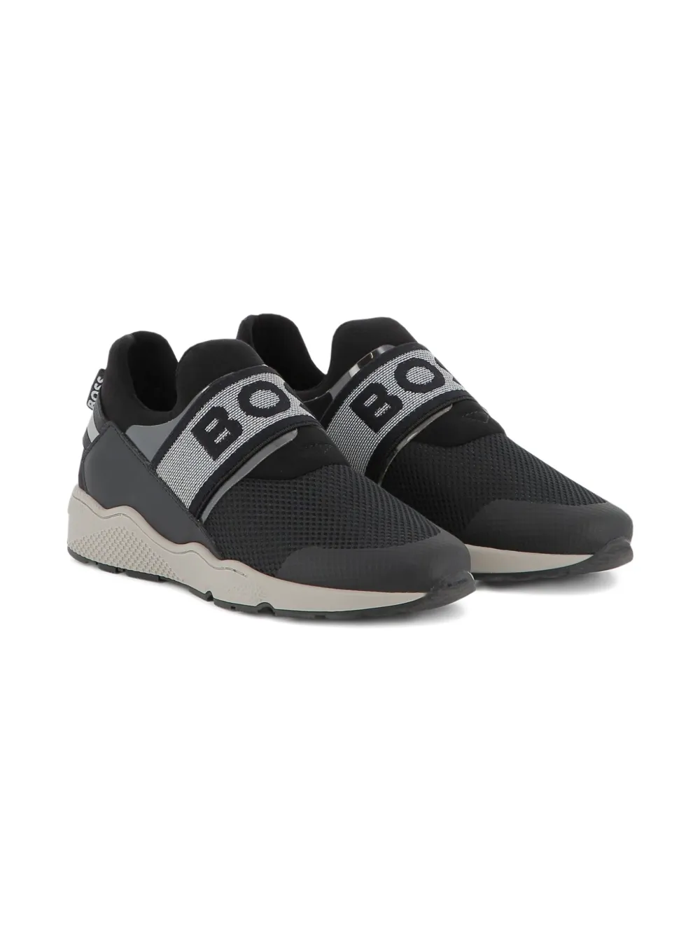 BOSS Kidswear mesh-panel slip-on sneakers Black