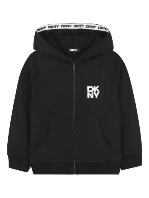 Dkny Kids logo-patch Zipped Hoodie | Black | FARFETCH