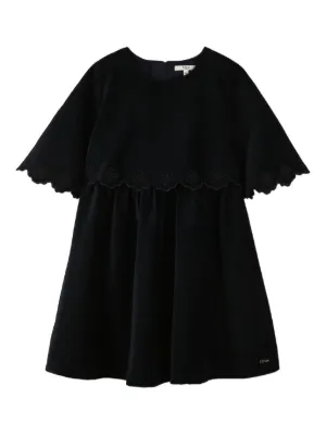 Chlo Kids embroidered-design Organic Cotton Dress | Black | FARFETCH