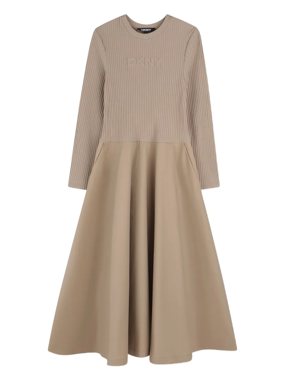 Dkny Kids Flared jurk met geribbeld vlak Beige