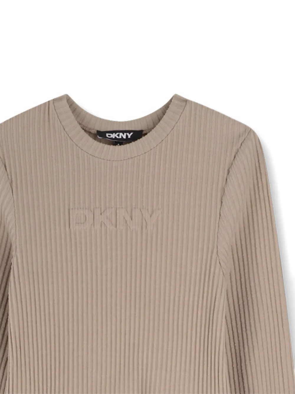 Dkny Kids Flared jurk met geribbeld vlak Beige