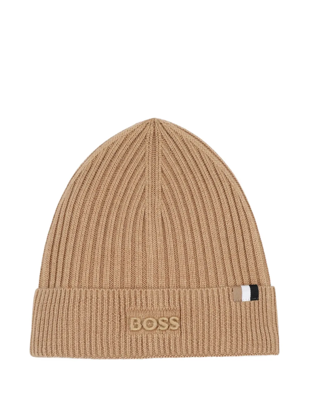 BOSS Kidswear Ribgebreide muts Beige