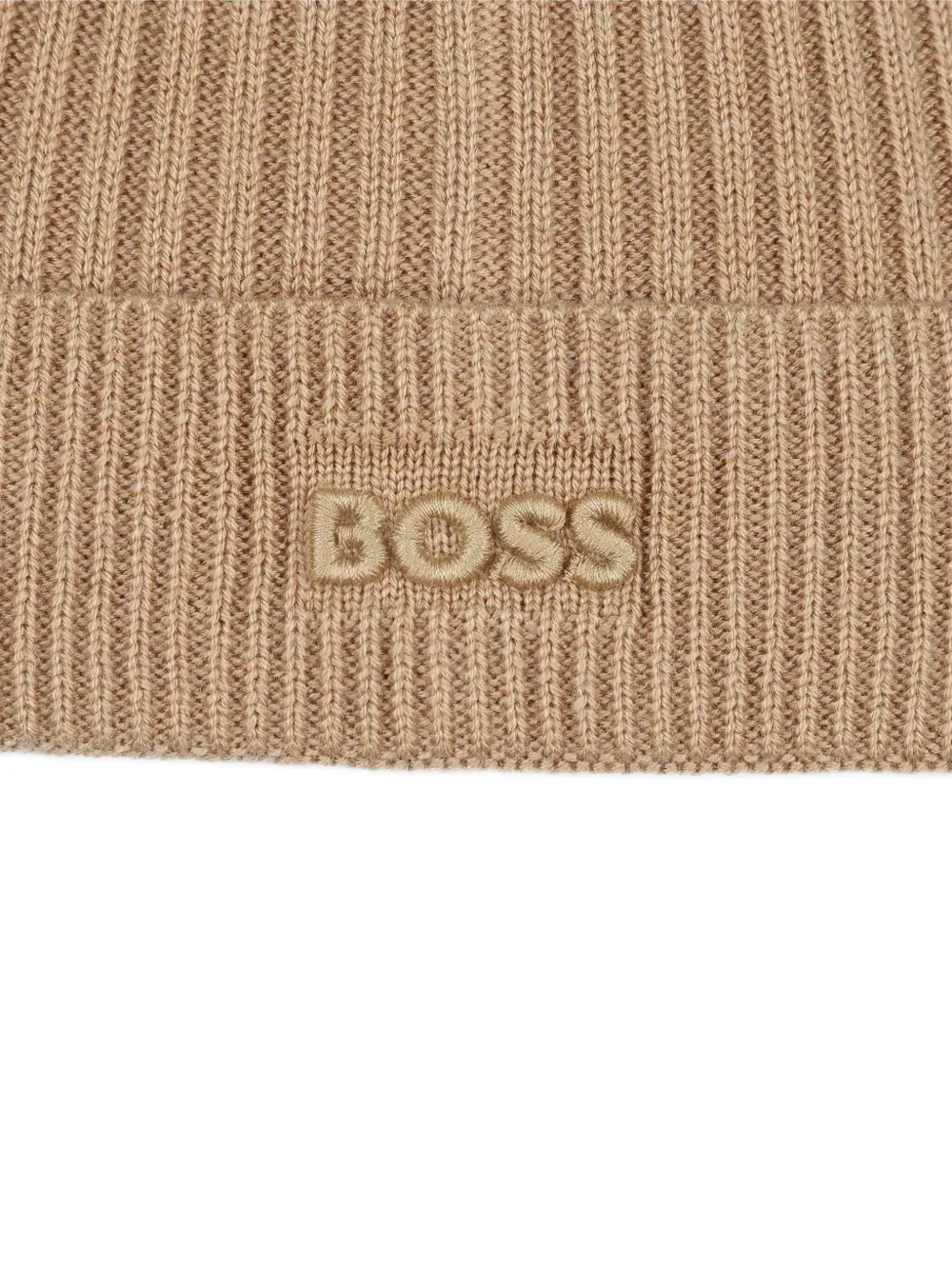 BOSS Kidswear Ribgebreide muts Beige