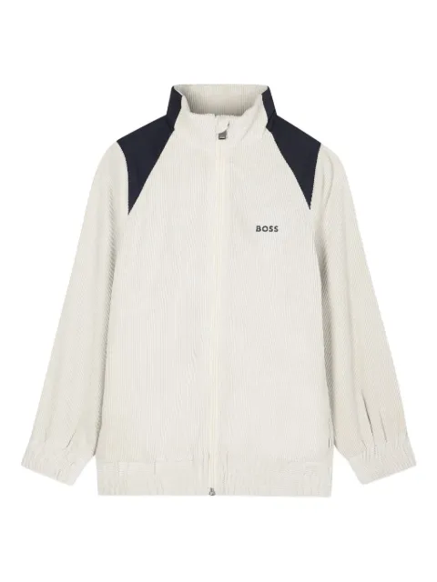 BOSS Kidswear ribbed zip-up jacket