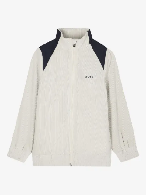 BOSS Kidswear chamarra tejida de canalé con cierre
